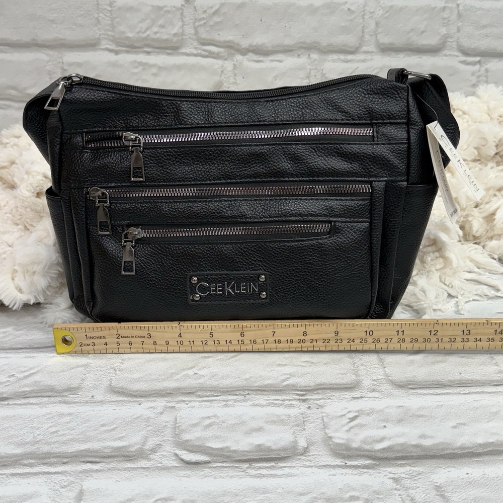 Cee Klein New York Black‎ Cross Body Purse Vegan Leather Designer Bag Purse New - Picture 8 of 13